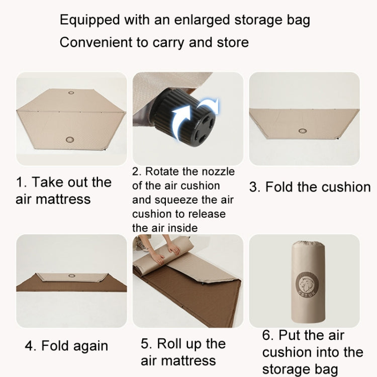 CSTUR D2250 Thickened Portable Camping Hexagonal Automatic Inflatable Mat Outdoor Picnic Moistureproof Mat, Thickness: 3cm (Khaki) by CSTUR