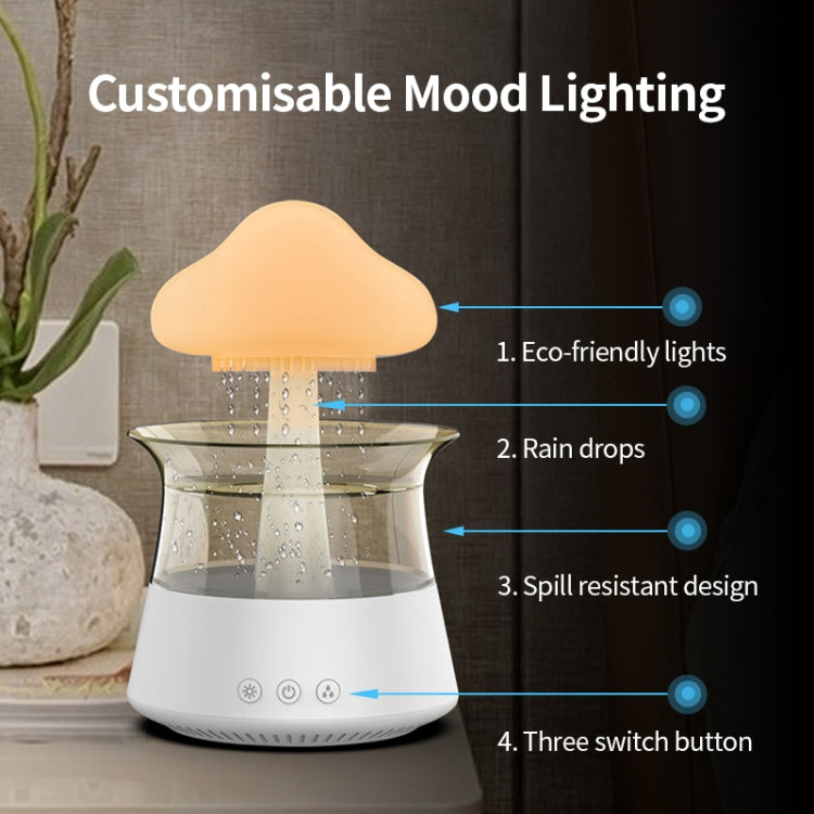 CH06 300ml Rain Humidifier Mushroom Cloud Colorful Night Lamp Aromatherapy Machine, Style: Without Remote Controller(White) by bashfashion