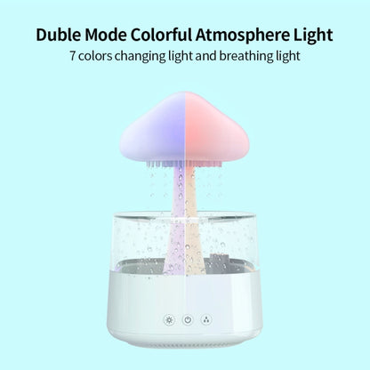 CH08 450ml Rain Humidifier Mushroom Cloud Colorful Night Lamp Aromatherapy Machine, Style: With Remote Controller(Light Wood Grain) by bashfashion