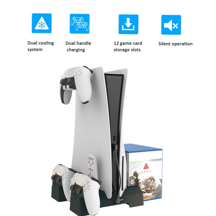 For PS5 iplay Dual-seat Charging and Cooling Base Bracket Storage Rack(White) by iplay