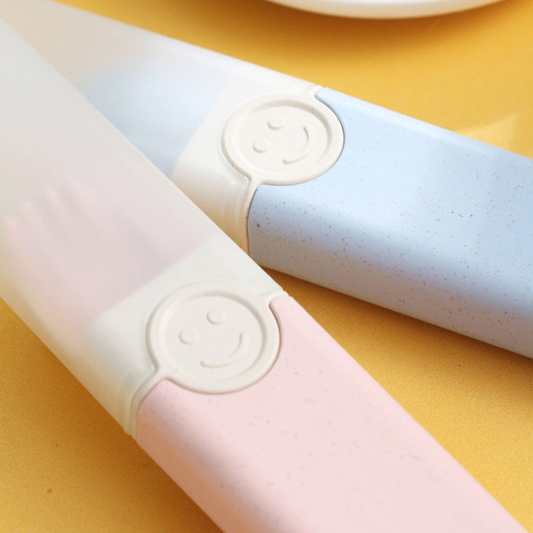 4 In 1 Portable Wheat Straw Tableware Set Outdoor Travel Storage Tableware Box, Style: A With Chopsticks (Pink) by bashfashion