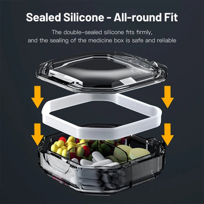 Portable Mini Compartmentalized Sealed Pill Box Weekly Morning And Evening Pill Capsule Dispensing Box, Style: 4 Grids Gray by bashfashion