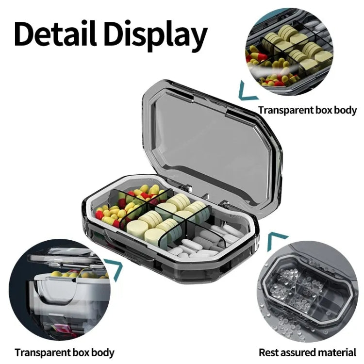 Portable Mini Compartmentalized Sealed Pill Box Weekly Morning And Evening Pill Capsule Dispensing Box, Style: 4 Grids Gray by bashfashion