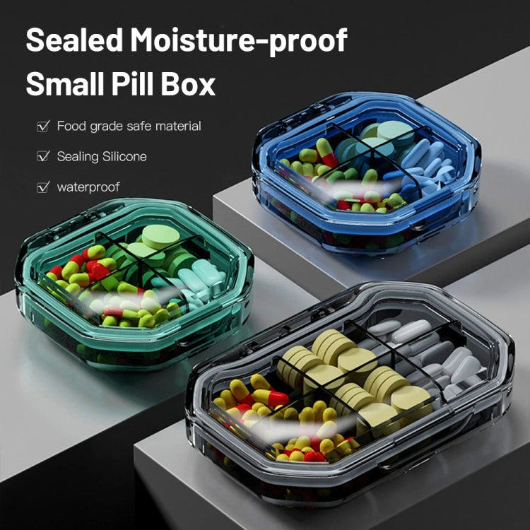 Portable Mini Compartmentalized Sealed Pill Box Weekly Morning And Evening Pill Capsule Dispensing Box, Style: 4 Grids Gray by bashfashion