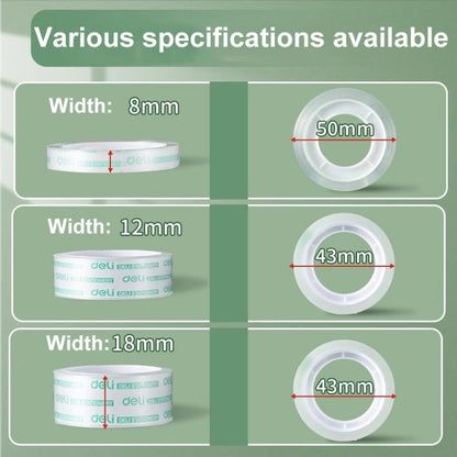 6 Rolls Width 1.2cm x Length 15m Deli Small High Viscosity Office Transparent Tape Student Stationery Tape by Deli