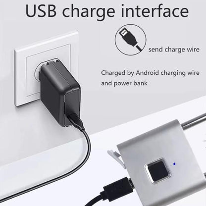 Smart Fingerprint Rechargeable Padlock Waterproof Morse Code Emergency Unlocking(Matte Black) by bashfashion