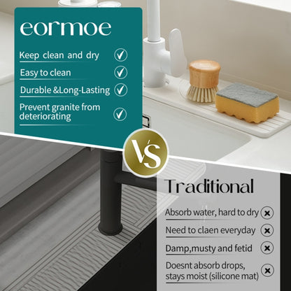 Faucet Sink Drying Mat Diatomaceous Earth Stone Splashproof Absorbent Sink Drainage Mat, Color: K03 White(40x10cm) by bashfashion
