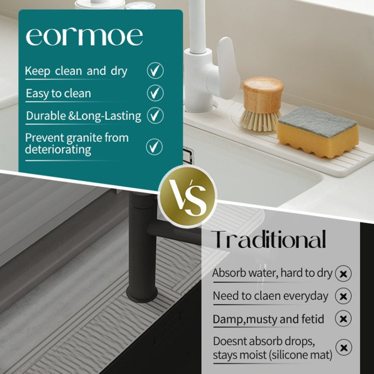 Faucet Sink Drying Mat Diatomaceous Earth Stone Splashproof Absorbent Sink Drainage Mat, Color: K04 White(40x10cm) by bashfashion