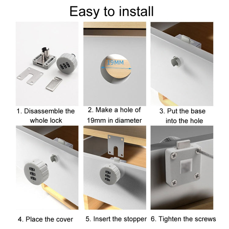 Home Cabinet Desk Drawer Combination Lock Lockers File Security Latches, Style: Black Beveled by bashfashion