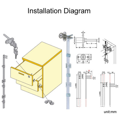 Home Office Desk Drawer Triple Connect File Cabinet Lock, Style: Front White by bashfashion