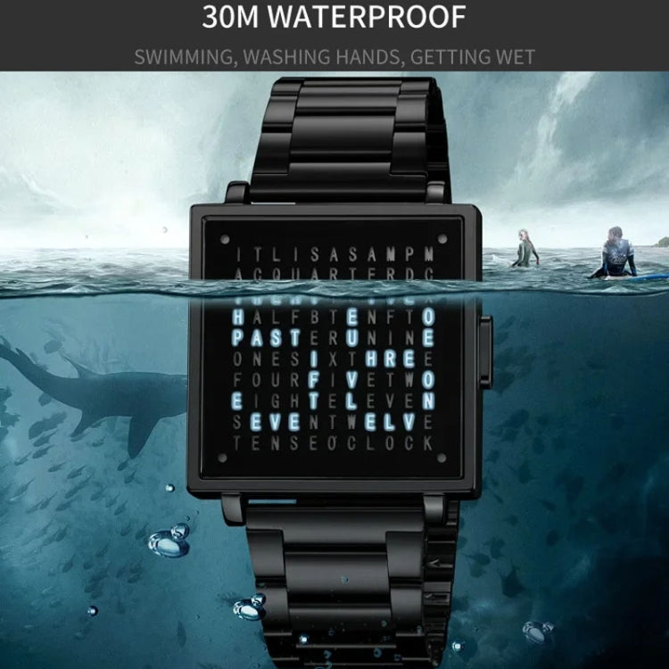 SKMEI Multi-function Letter Display Dial Square Men Electronic Watch, Color: Silver Leather Band by SKMEI