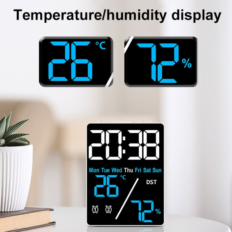 Multifunctional Temperature / Humidity Display Electronic Alarm Clock, Color: Blue White by bashfashion
