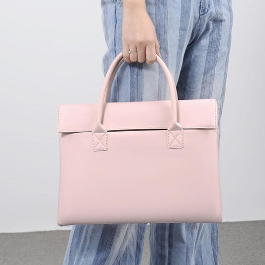 14 inch Laptop Bag Lightweight Laptop Bag Business Simple Handheld Briefcase(Pink) by bashfashion