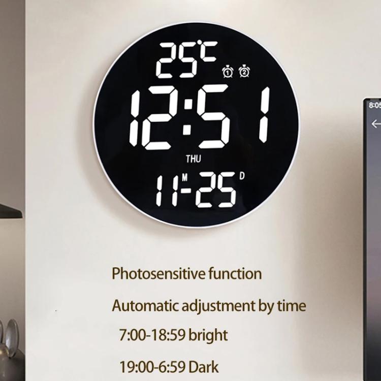11.6-Inch White Light Wall Clock With Remote Control Multi-Functional Alarm Clock Black+Cloth by bashfashion