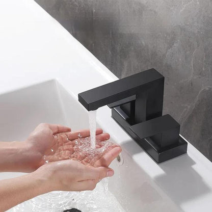 Dual Handle Two-Hole Bathroom Sink Faucet for Undermount Basin Separate Hot/Cold Water Controls, Spec: Black A3 by bashfashion