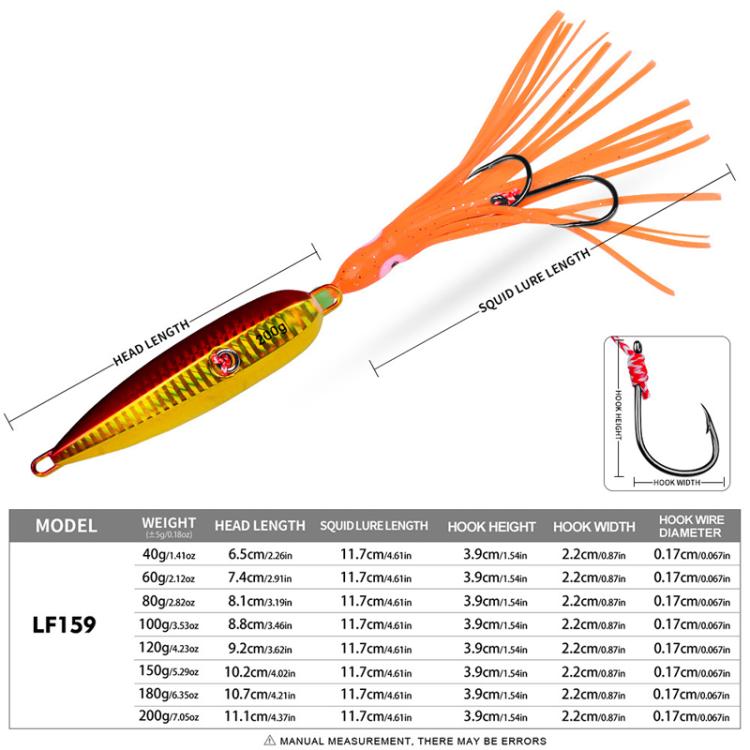 40G PROBEROS LF159 Luminous Bearded Squid Hook Slow Cranking Road Runner Iron Plate Bionic False Bait(B) by PROBEROS