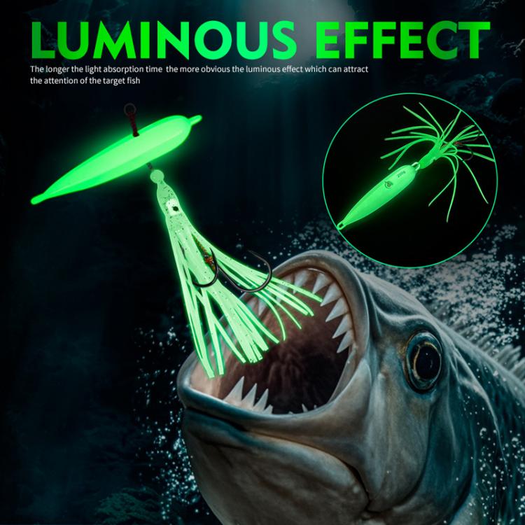 60G PROBEROS LF159 Luminous Bearded Squid Hook Slow Cranking Road Runner Iron Plate Bionic False Bait(D) by PROBEROS