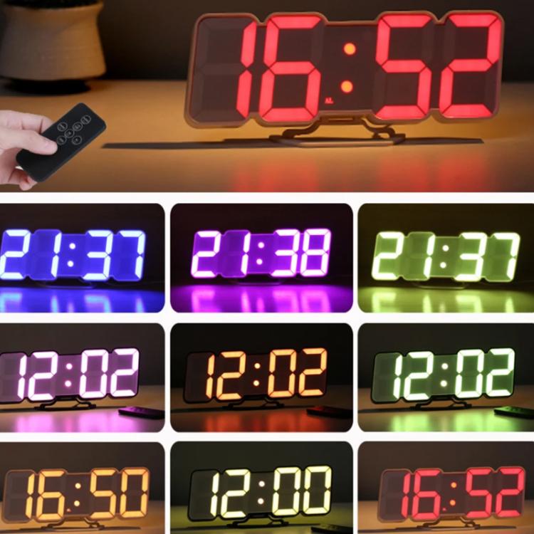 RGB Color Changing 3D Digital Clock With Voice Control, Adjustable Brightness, Temperature Display & Remote, Spec: Upgraded Humidity Black by bashfashion