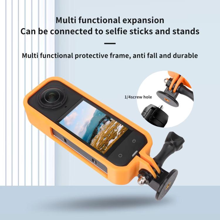 For Insta360 X5 360 Camera CQT Expandable Protective Cage Shockproof Case Vertical Orange by CQT