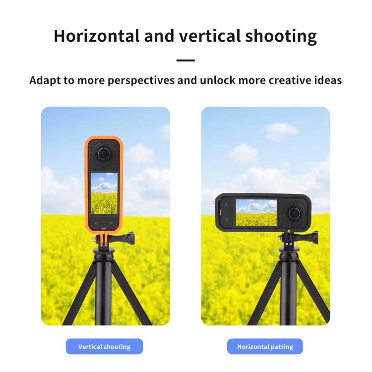 For Insta360 X5 360 Camera CQT Expandable Protective Cage Shockproof Case Horizontal Orange by CQT