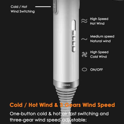 T-Shaped Hair Dryer with Smart Inverter Technology High-Power Blow Dryer for Home & Salon Use US Plug With 3 Nozzles(White) by bashfashion