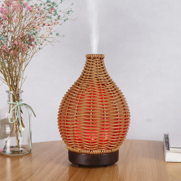 5V USB 100ML Hollow Rattan Ultrasonic Humidifier & Aromatherapy Diffuser with 7-Color LED Lights(White) by bashfashion