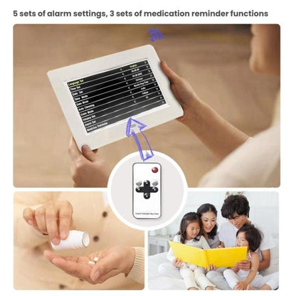 7-inch Digital Frame Calendar Day Clock With 3 Medication Alerts, 5 Custom Alarms, Multi-Language Support AU Plug Black by bashfashion