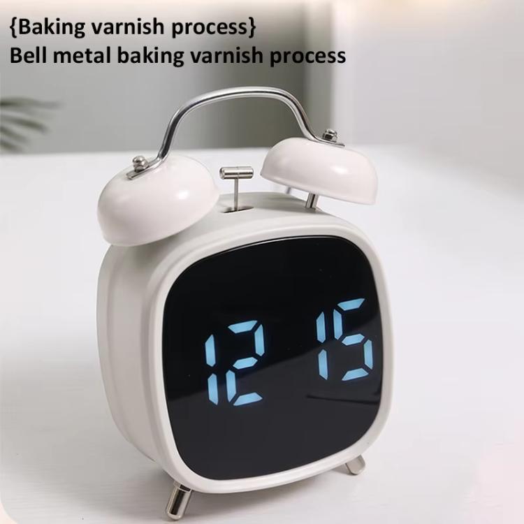 Loud Metal Powerful Ringing Clock LED Multifunction Clock, Color: Black Shell Blue Light by bashfashion